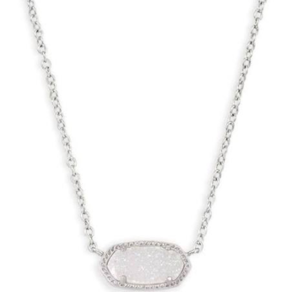 Elisa Silver Pendant Necklace in Iridescent Drusy